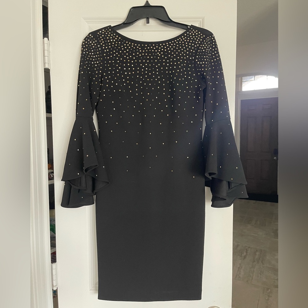 Calvin Klein Black Dress with Gold Detailing